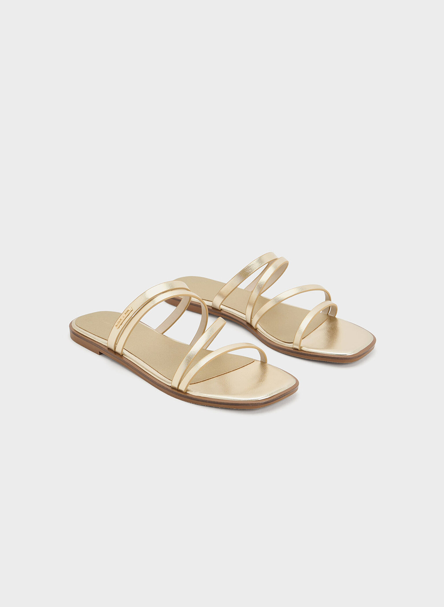 Lliana Metallic Strappy Slide Sandals, Gold, hi-res