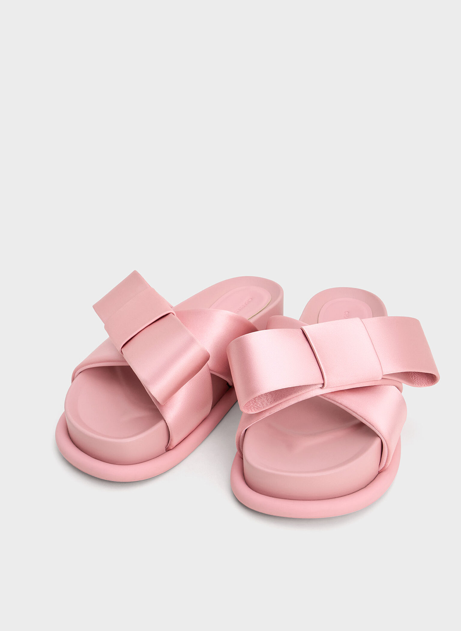 Sandalias planas con lazo de satén, Rosa, hi-res
