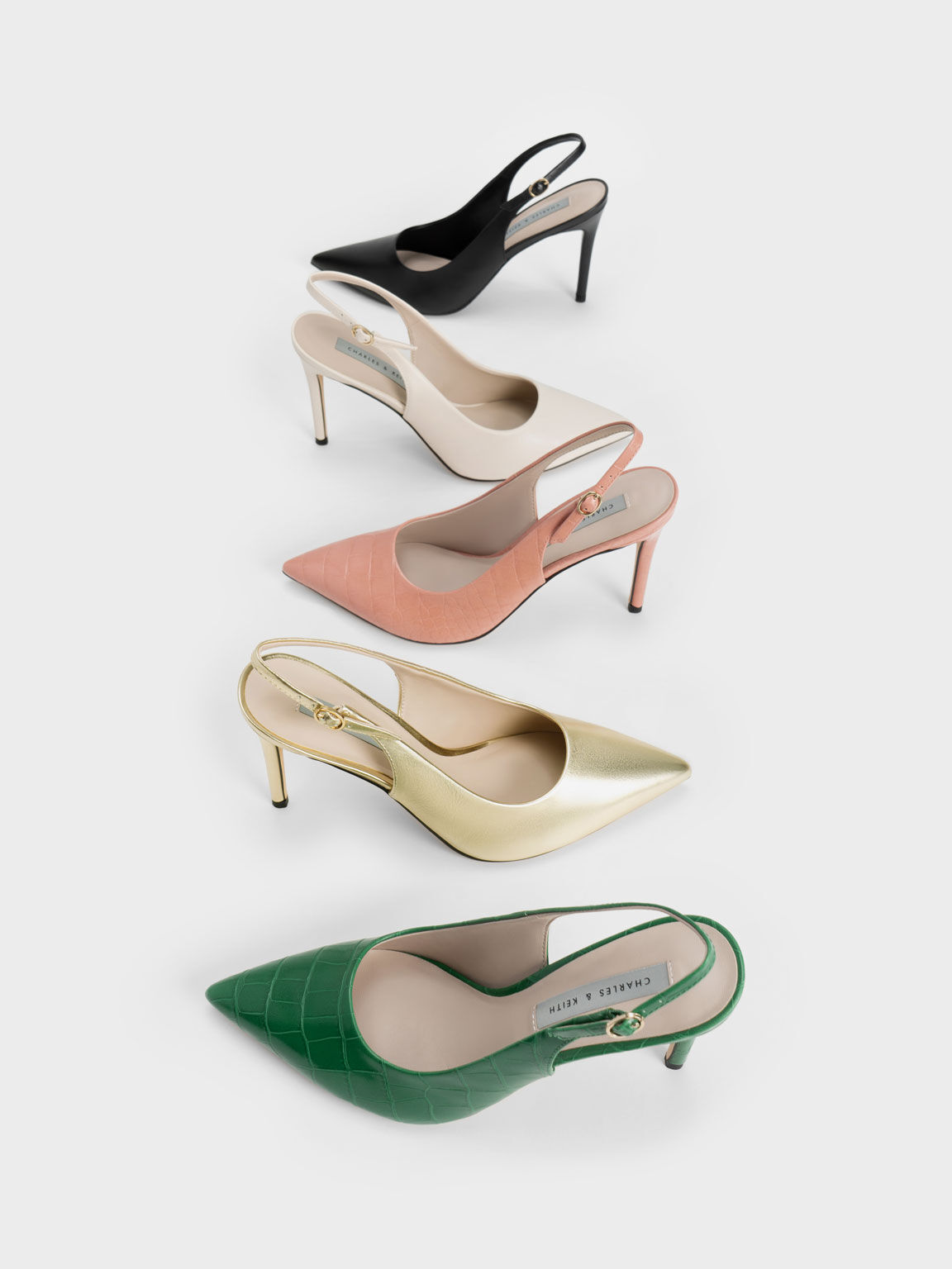 Metallic Stiletto Heel Slingback Pumps Gold