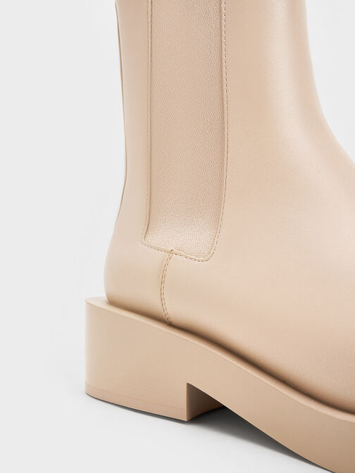 Pull-Tab Chelsea Boots, Beige, hi-res