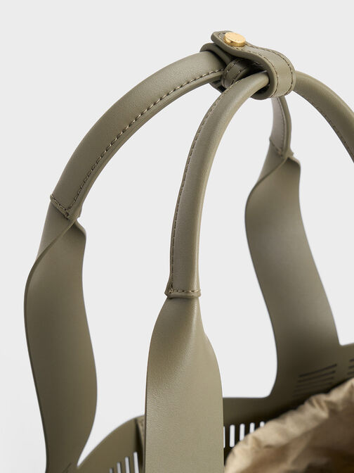 Delphi Cut-Out Tote Bag, Khaki, hi-res