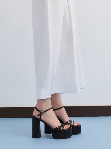 Georgina Ankle-Strap Platform Sandals, Black Box, hi-res