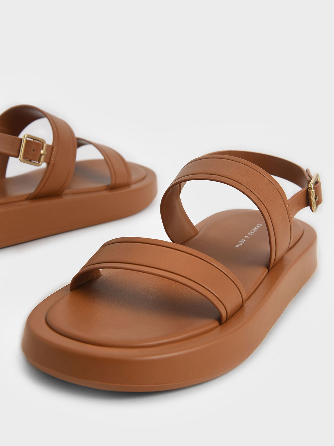 Open Toe Slingback Platform Sandals, Caramel, hi-res