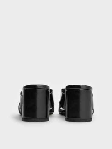 Georgina Crossover-Strap Blade-Heel Mules, Black Box, hi-res