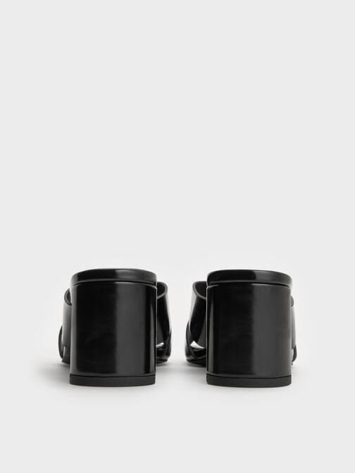 Georgina Crossover-Strap Blade-Heel Mules, Black Box, hi-res