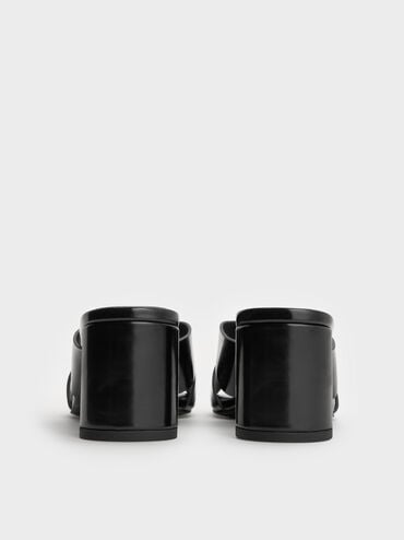 Georgina Crossover-Strap Blade-Heel Mules, Black Box, hi-res