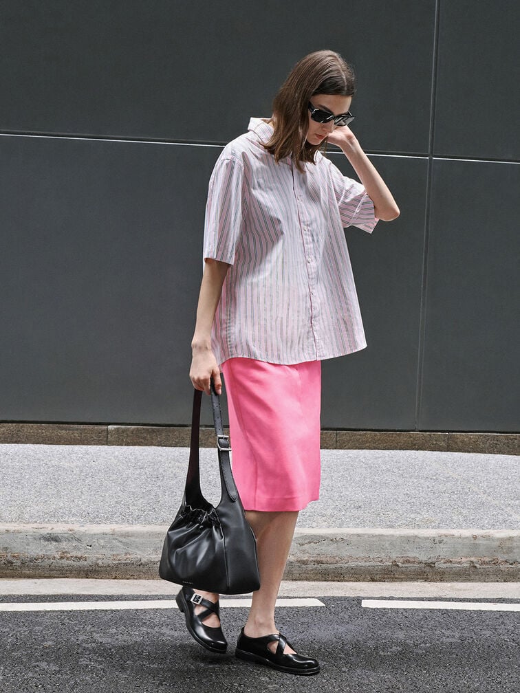 Bolso fruncido Brigette, Noir, hi-res