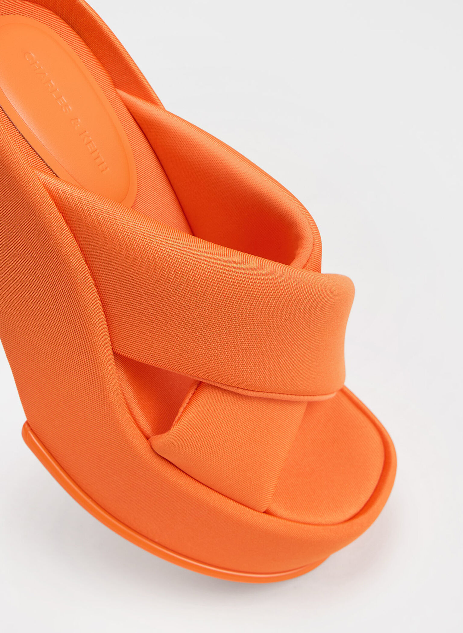 Mules Toni de plataforma con tiras acolchadas cruzadas, Naranja, hi-res