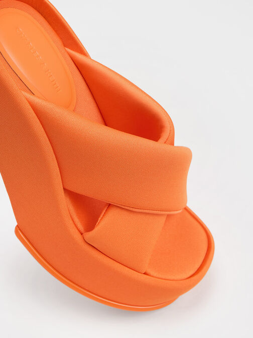 Toni 交叉厚底粗跟鞋, 橘色, hi-res