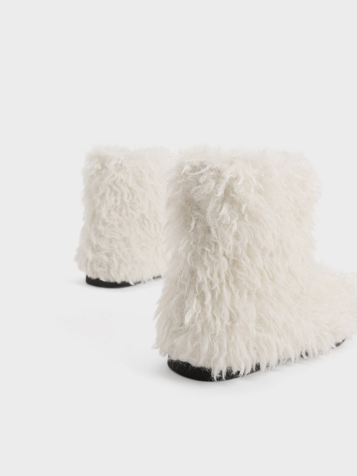 Furry Ankle Boots, Chalk, hi-res