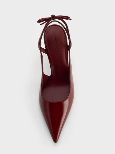 Back-Bow Slingback Pumps, Burgundy, hi-res