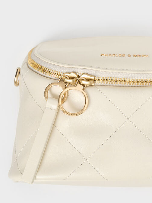 Bolso cruzado acolchado Apfra, Crema, hi-res