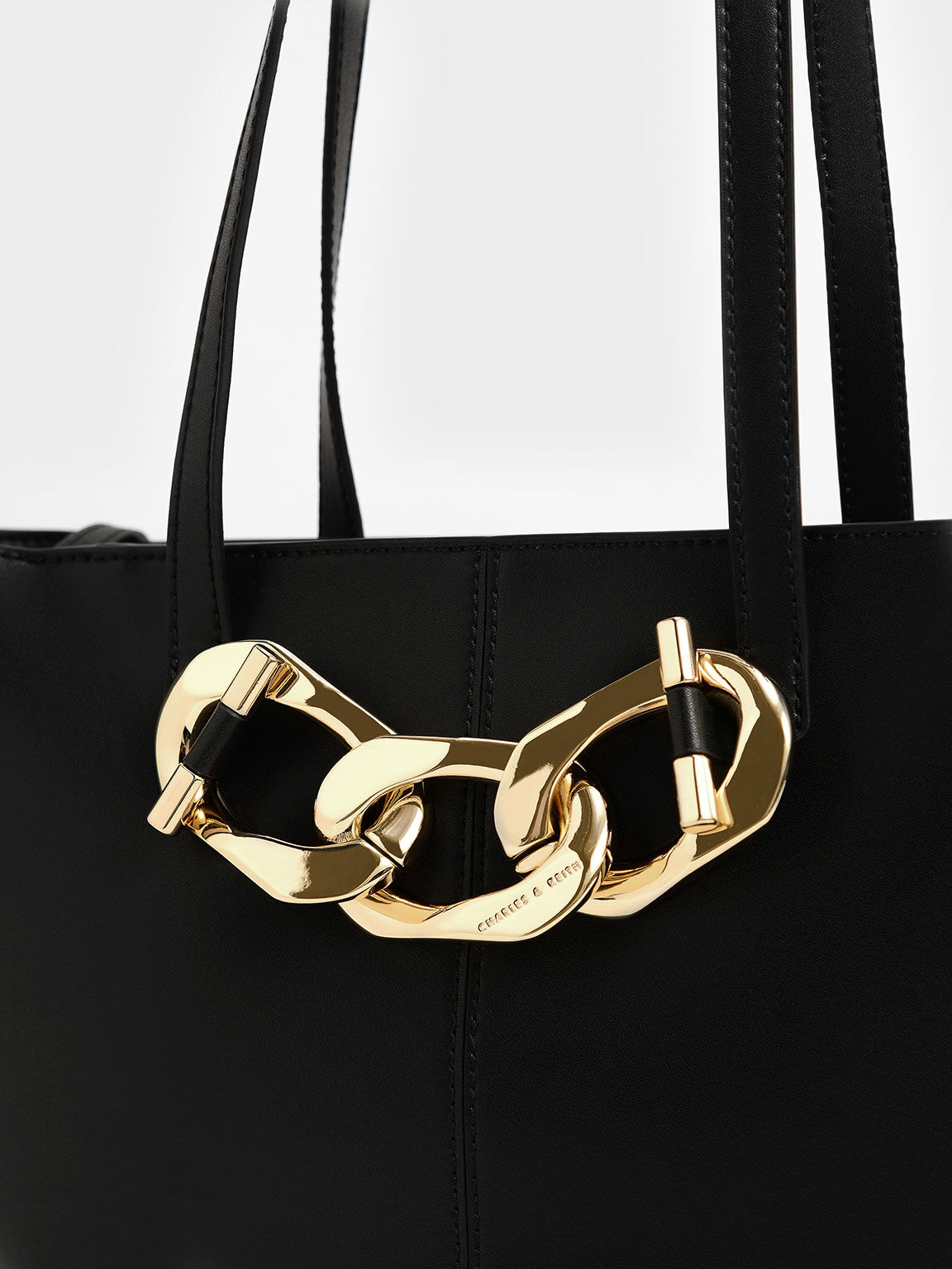 Layla Chain Link Tote Bag, Black, hi-res