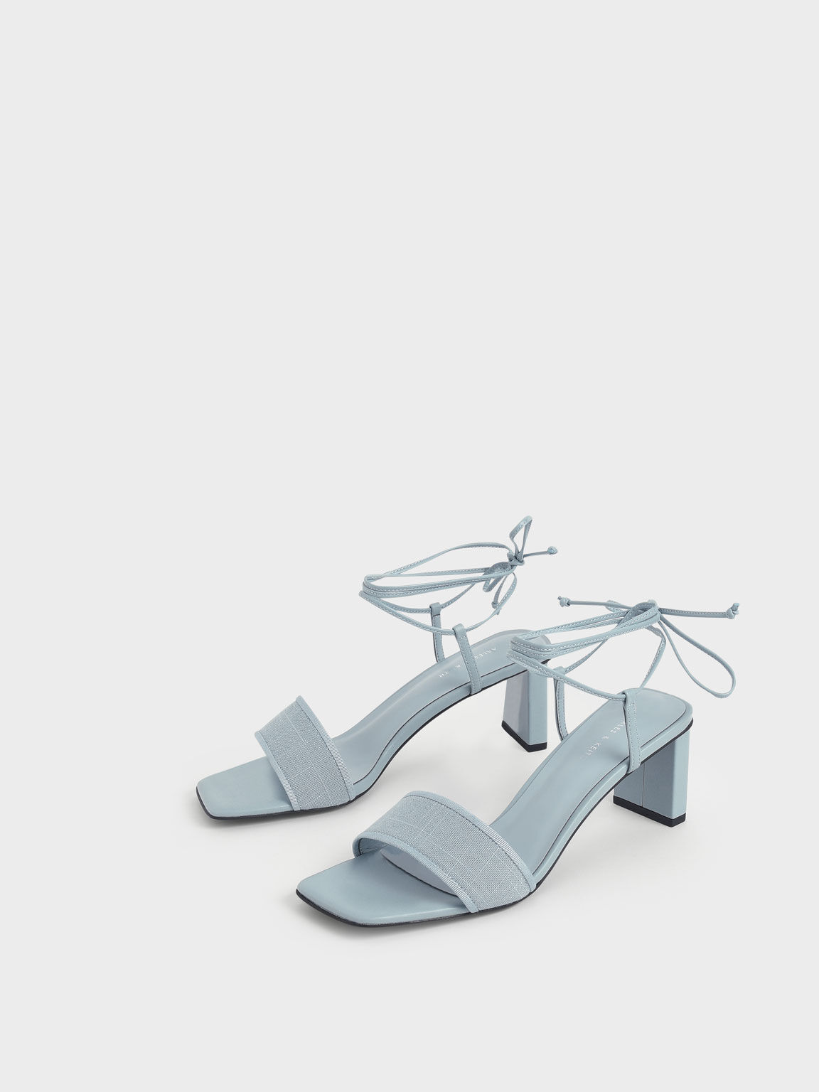Linen Tie-Around Sandals, Light Blue, hi-res