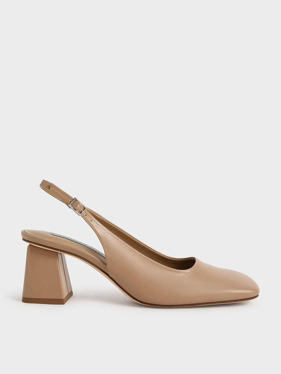 Square-Toe Block Heel Slingback Pumps, Camel, hi-res