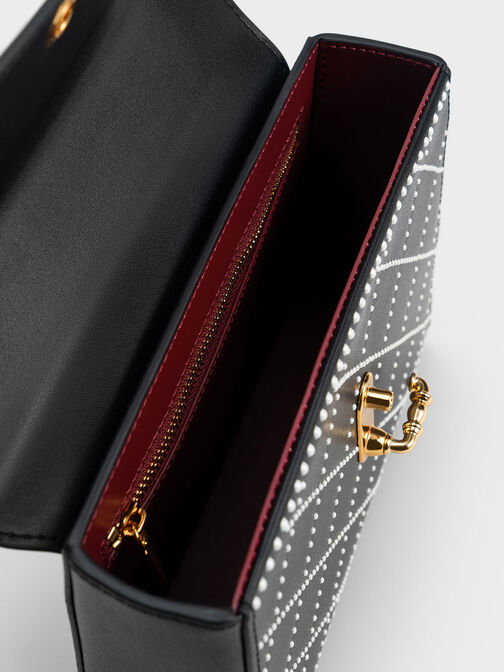 Marietta Bead-Embellished Trapeze Bag, Black, hi-res