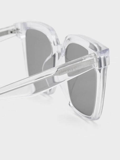 Recycled Acetate Classic Square Sunglasses, Clear, hi-res