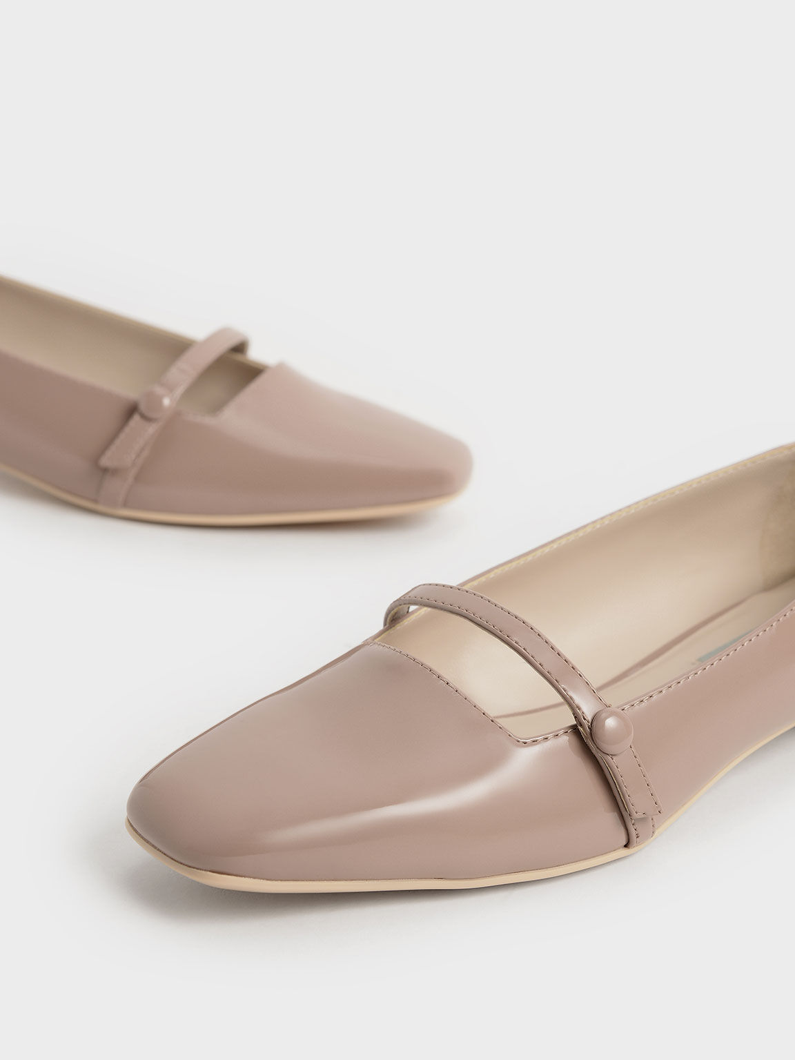 Patent Mary Jane Ballerina Pumps, Nude, hi-res