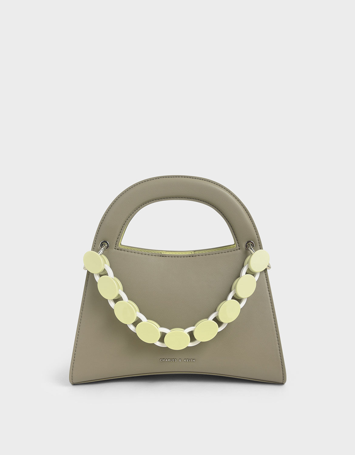 Grey Acrylic Top Handle Sculptural Bag
