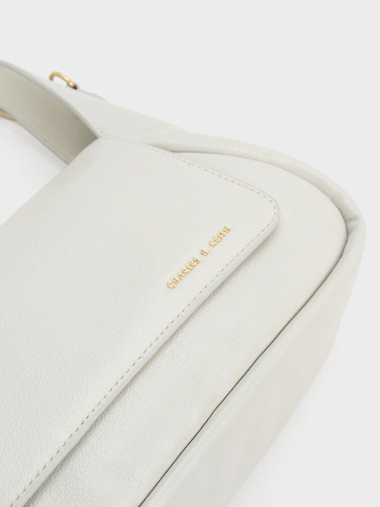 Buzz Front Flap Hobo Bag, White, hi-res