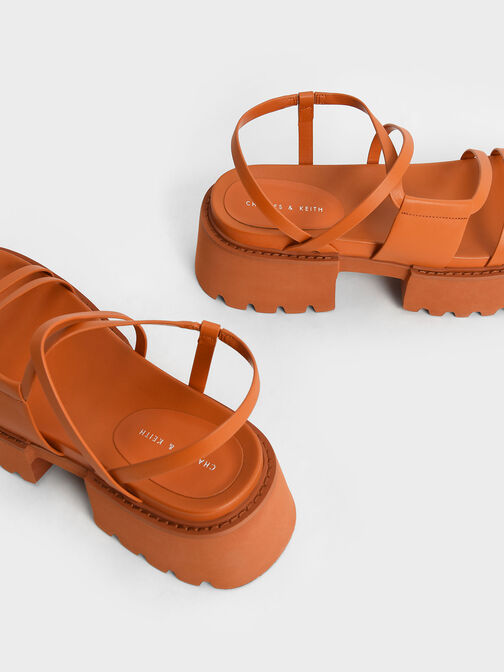 Sandalias Nadine con tiras y plataforma, Naranja, hi-res