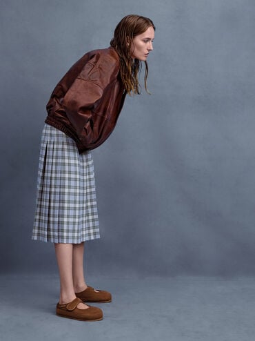 Lumi Faux Suede & Faux Shearling Mules, Brown, hi-res