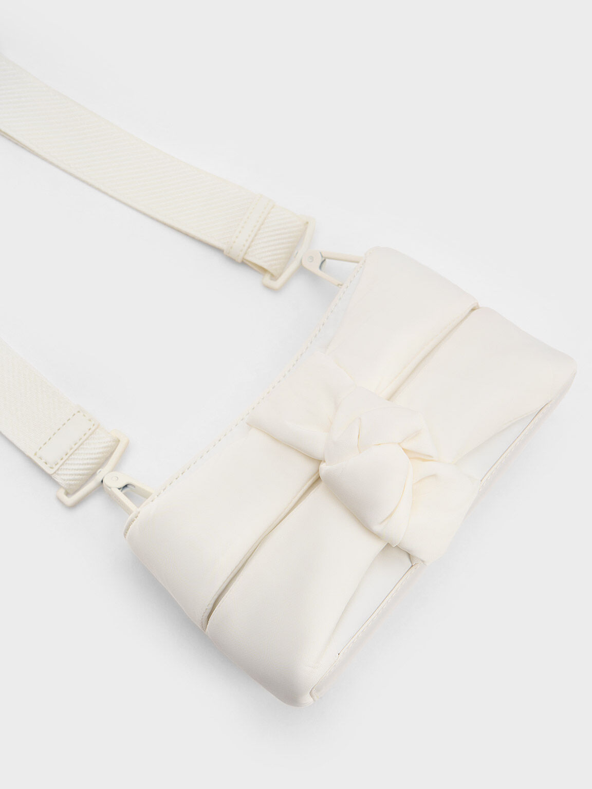 Puffy Nylon Top Handle Bag, White, hi-res