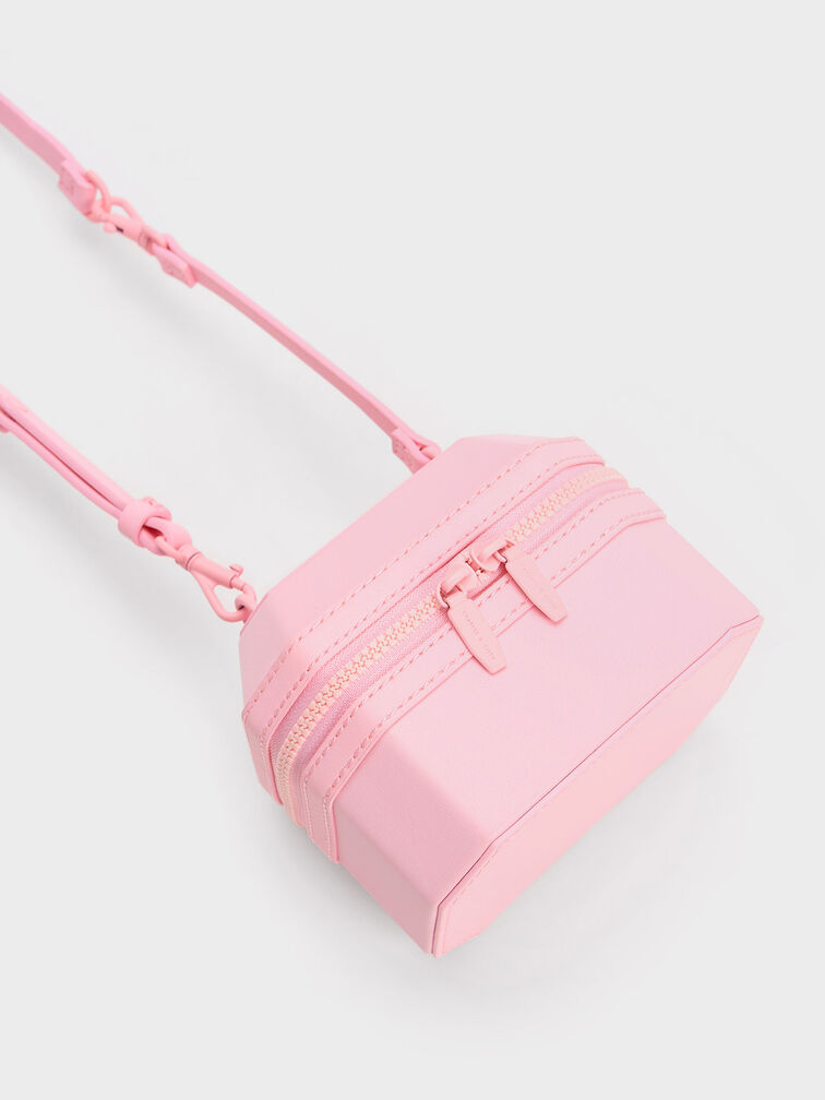 Geometric Boxy Top Handle Bag, Light Pink, hi-res