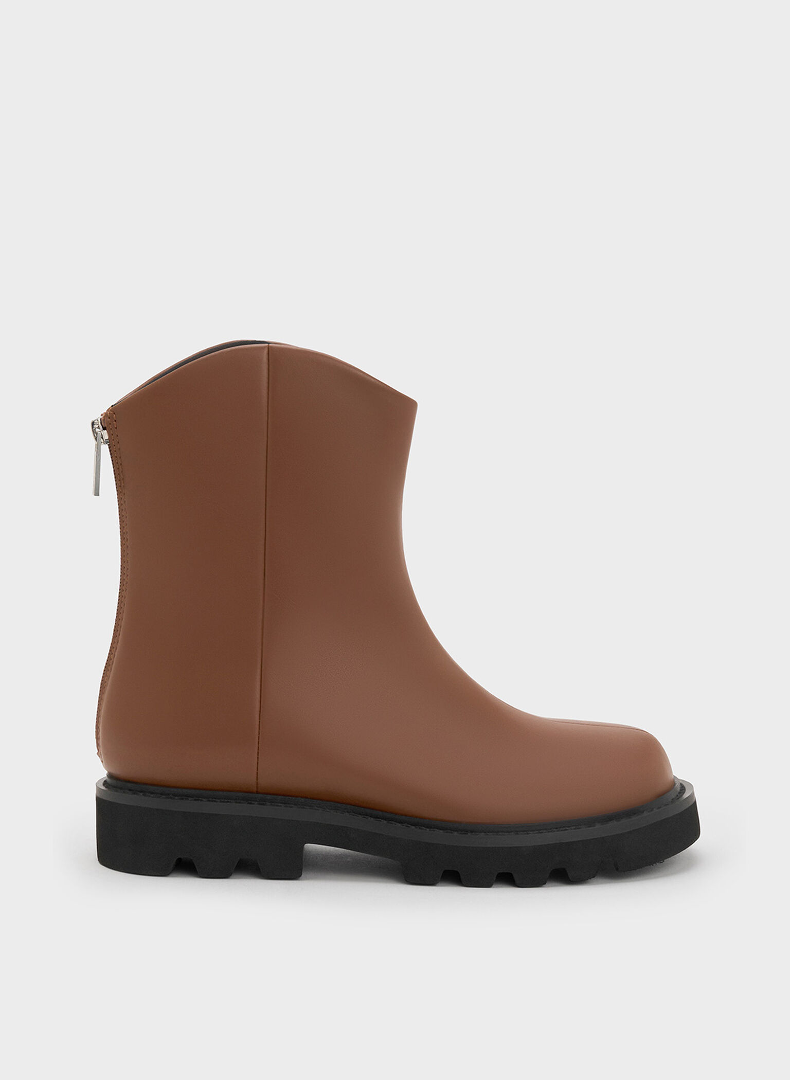 Girls' Chunky Ankle Boots, Brown, hi-res