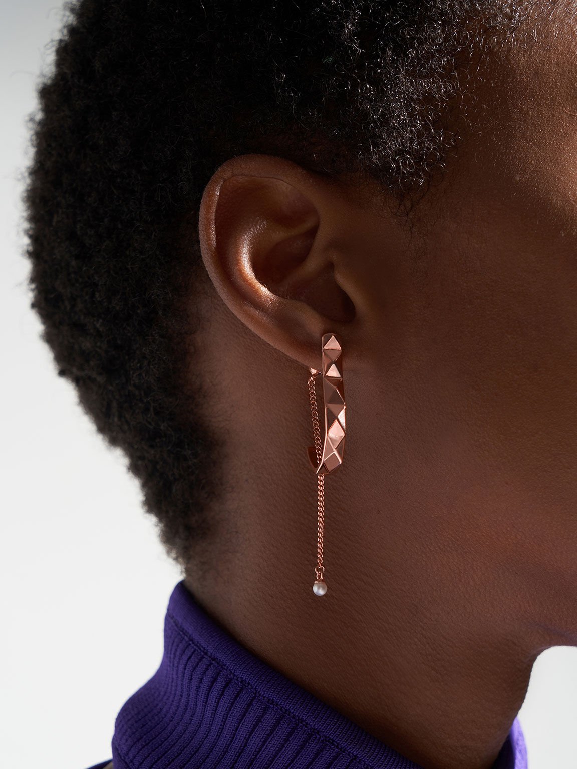 Geometric Pearl Drop Earrings, Rose Gold, hi-res