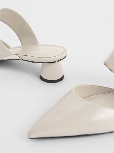 Thick Strap Cylindrical Heel Mules, Cream, hi-res