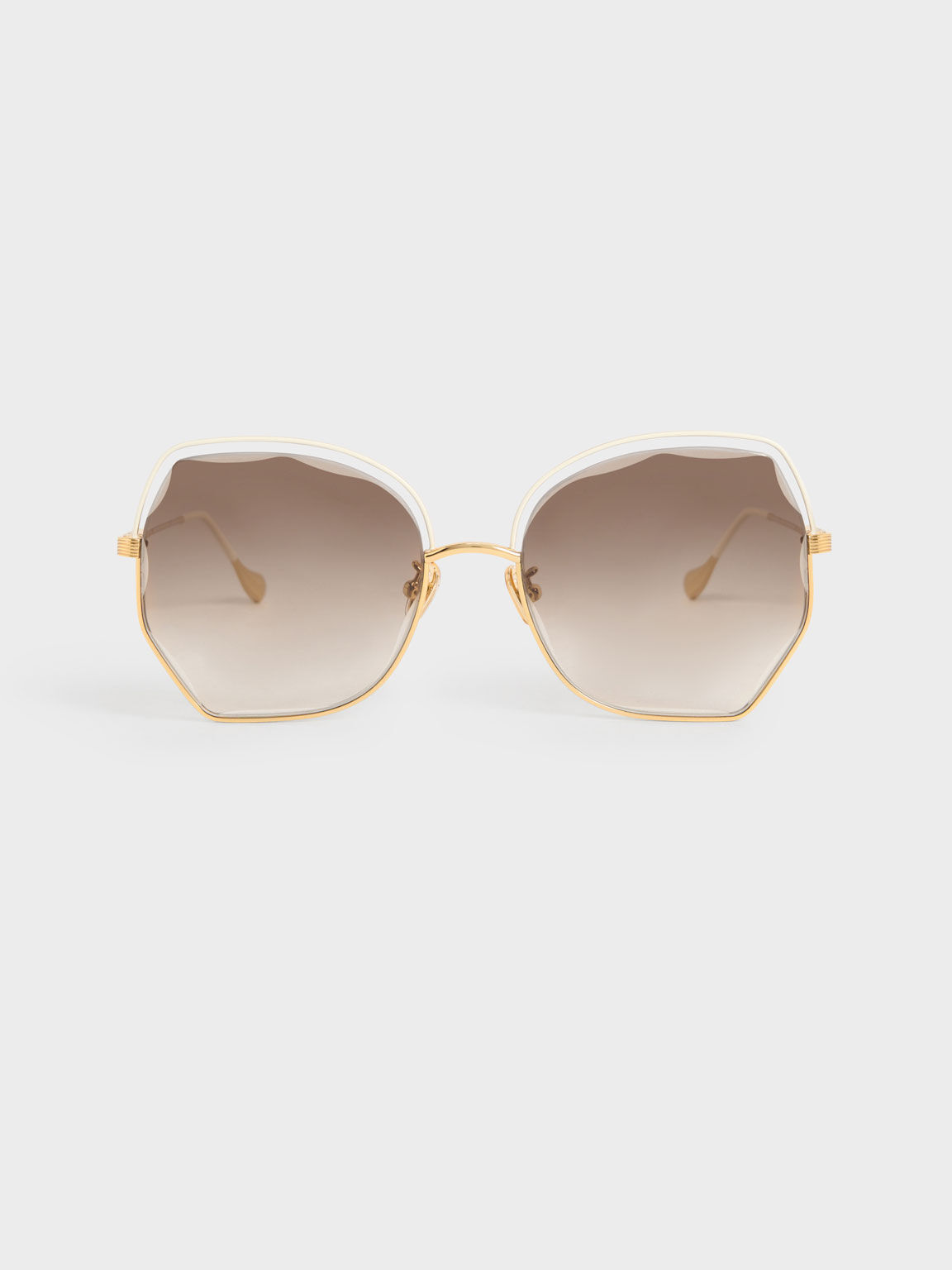 Cut-Out Wire-Frame Butterfly Sunglasses, Cream, hi-res