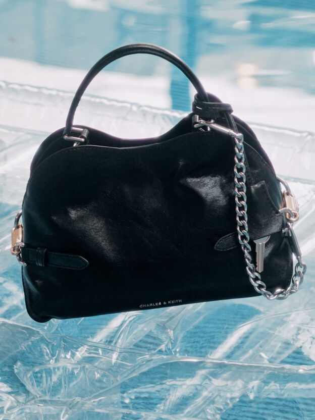 Delfina Chain Side-Belt Tote Bag, Noir, hi-res
