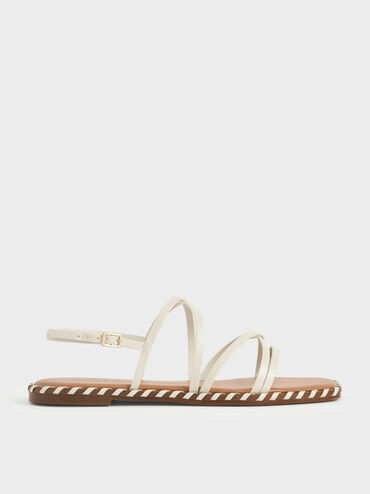 Whipstitch Trim Strappy Sandals, Chalk, hi-res