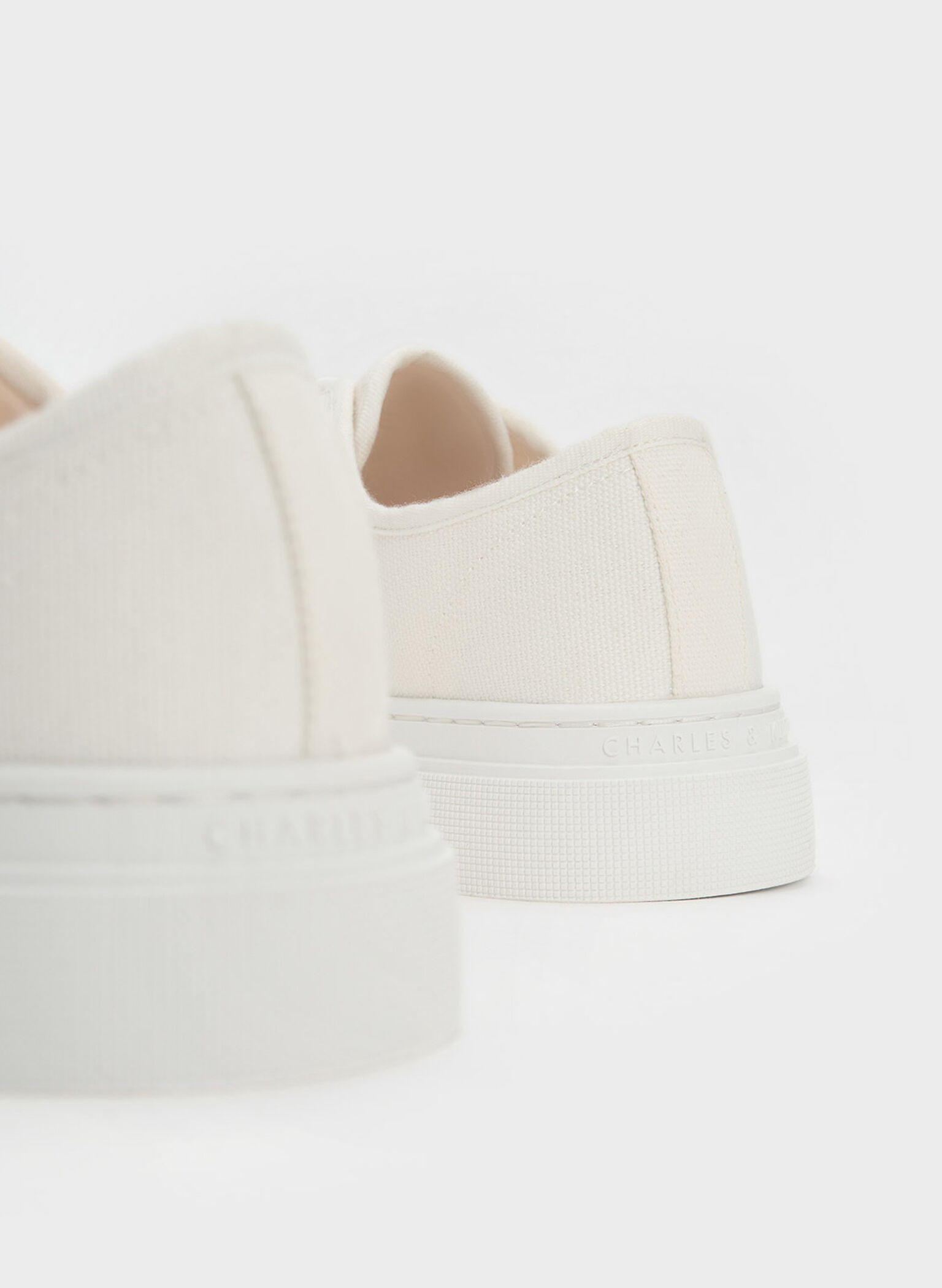 White Kay Canvas Low-Top Sneakers - CHARLES & KEITH US