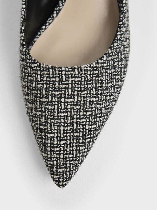 Metallic Sculptural Heel Tweed Pumps, Multi, hi-res