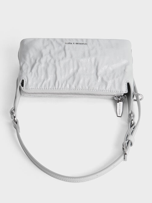 Lark Crinkle-Effect Shoulder Bag, Grey, hi-res