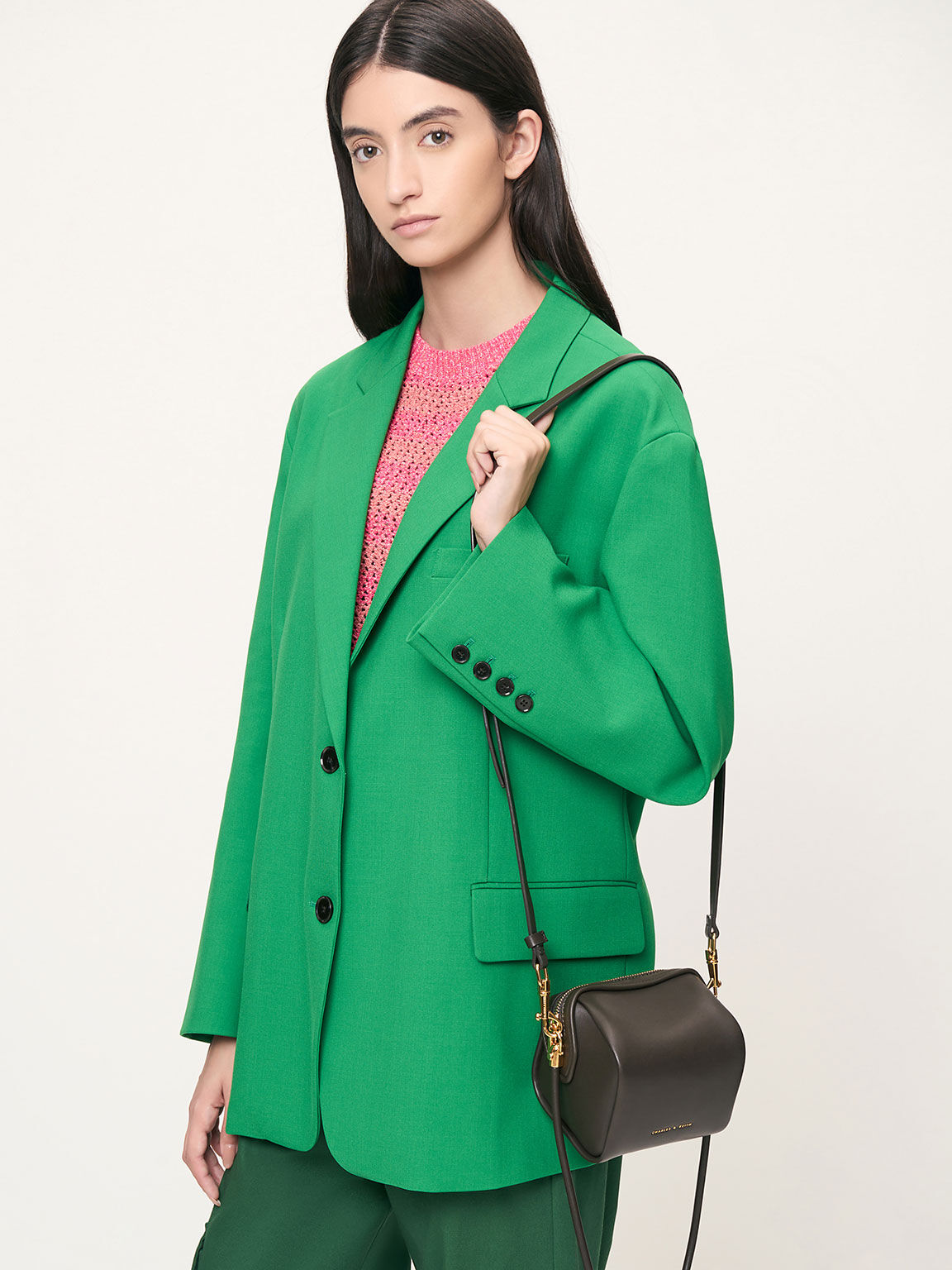 Ridley Chain-Link Boxy Bag, Dark Moss, hi-res