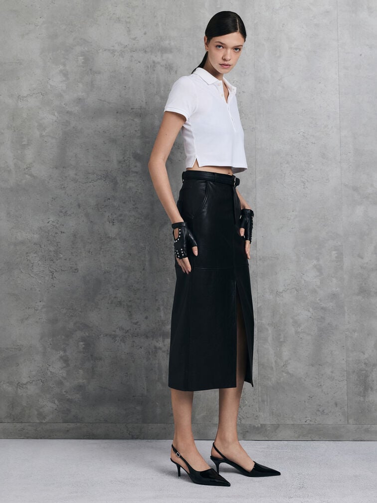 Patent Pointed Slingback Pumps, Black Patent, hi-res