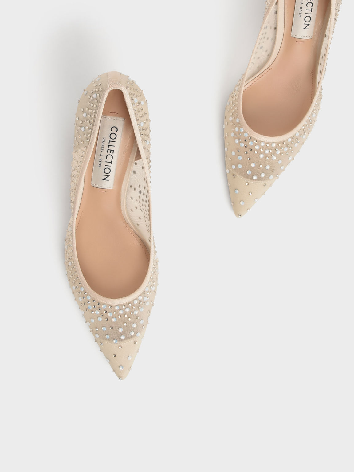 Blythe Mesh Embellished Sculptural Heel Pumps, Nude, hi-res