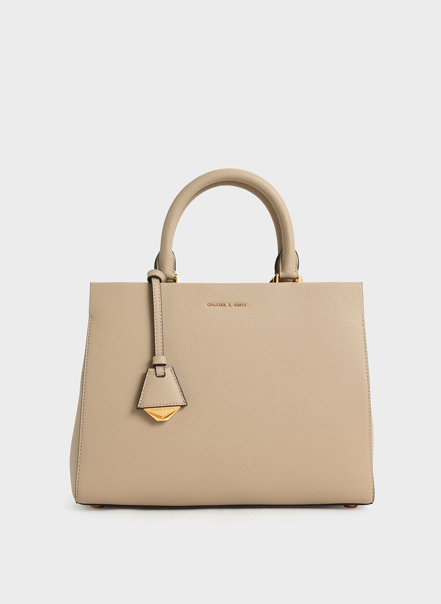 Sand Mirabelle Structured Handbag - CHARLES & KEITH US