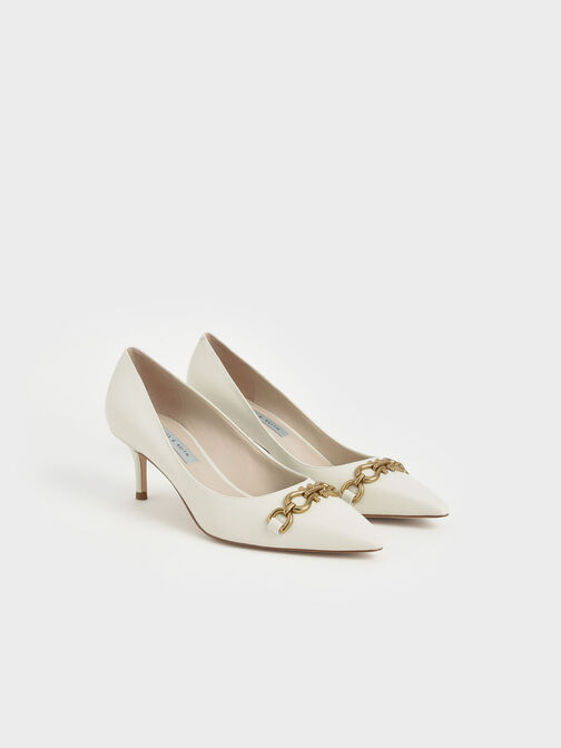 Chain Link Pointed Toe Pumps, Chalk, hi-res
