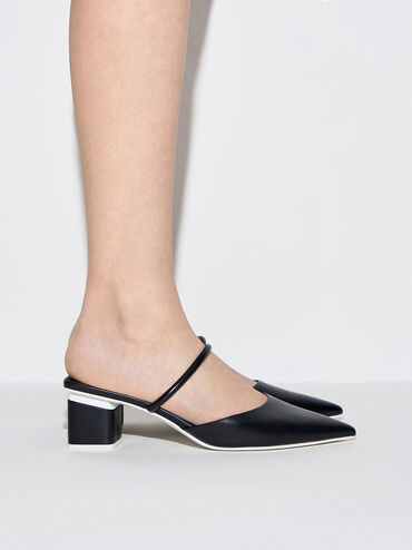 Block Heel Mules, Black, hi-res