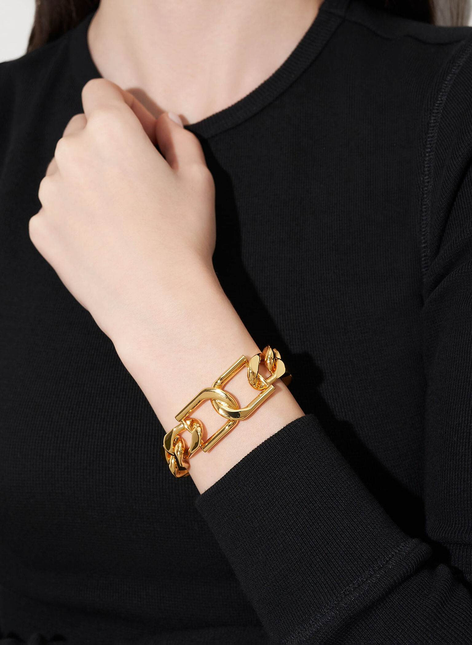 Gabine Chain-Link Bracelet, Gold, hi-res