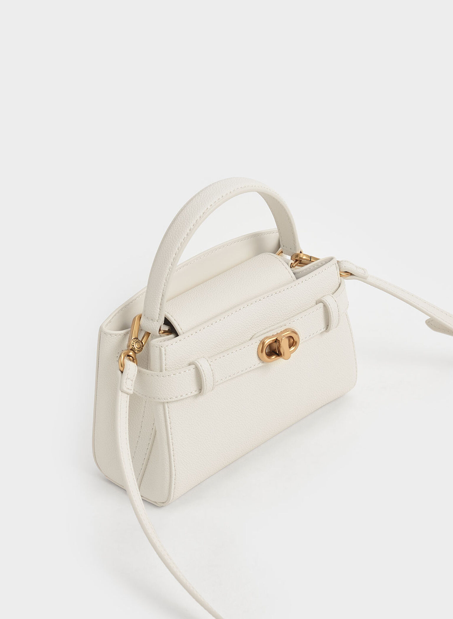 Aubrielle Metallic-Buckle Top Handle Bag, Cream, hi-res