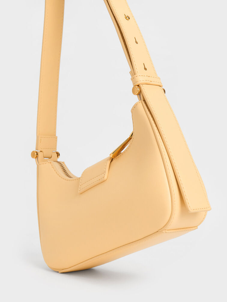 Beige Metallic Accent Belted Bag - CHARLES & KEITH US