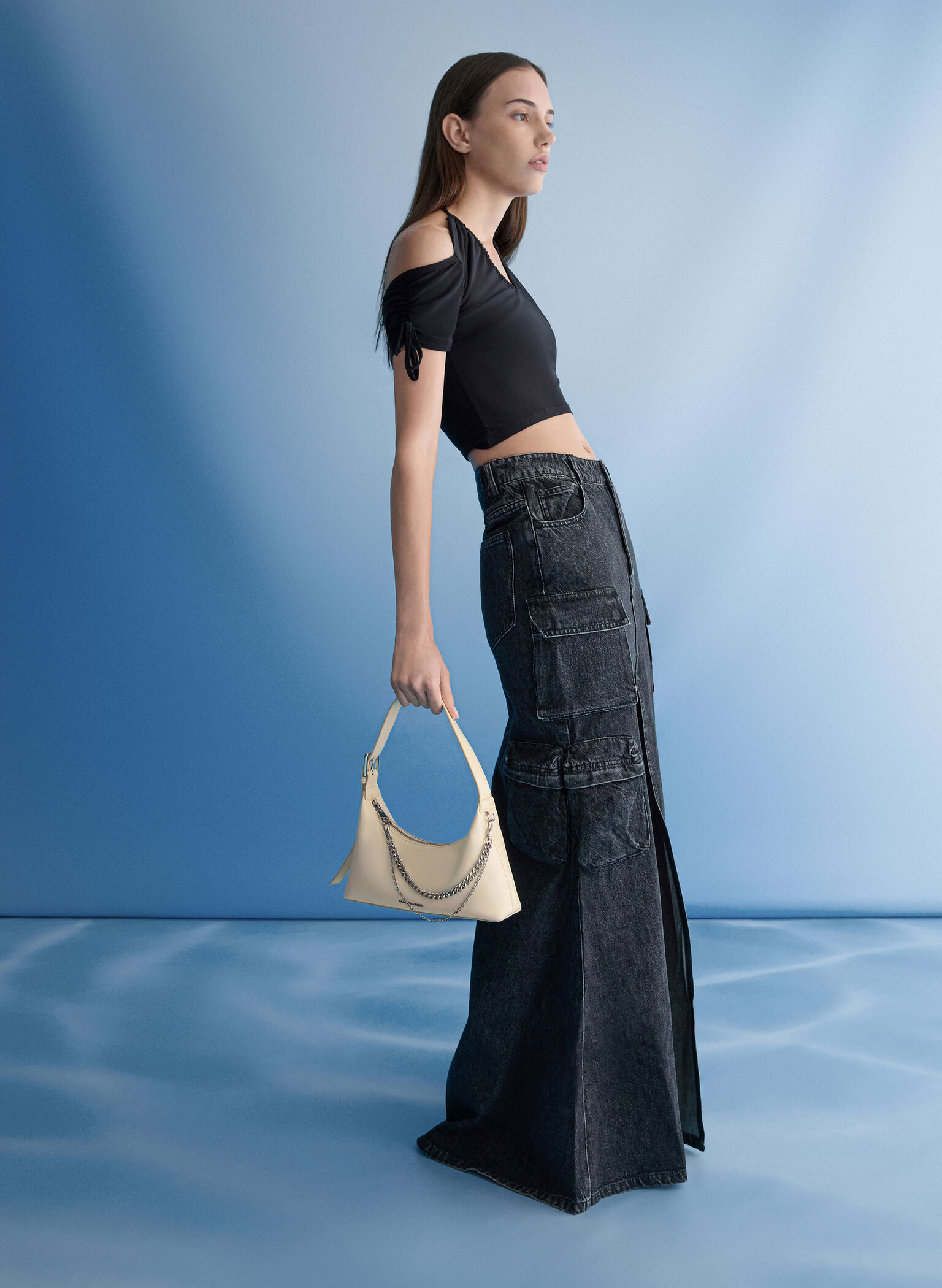 Atwood Chain-Embellished Shoulder Bag, Butter Yellow, hi-res