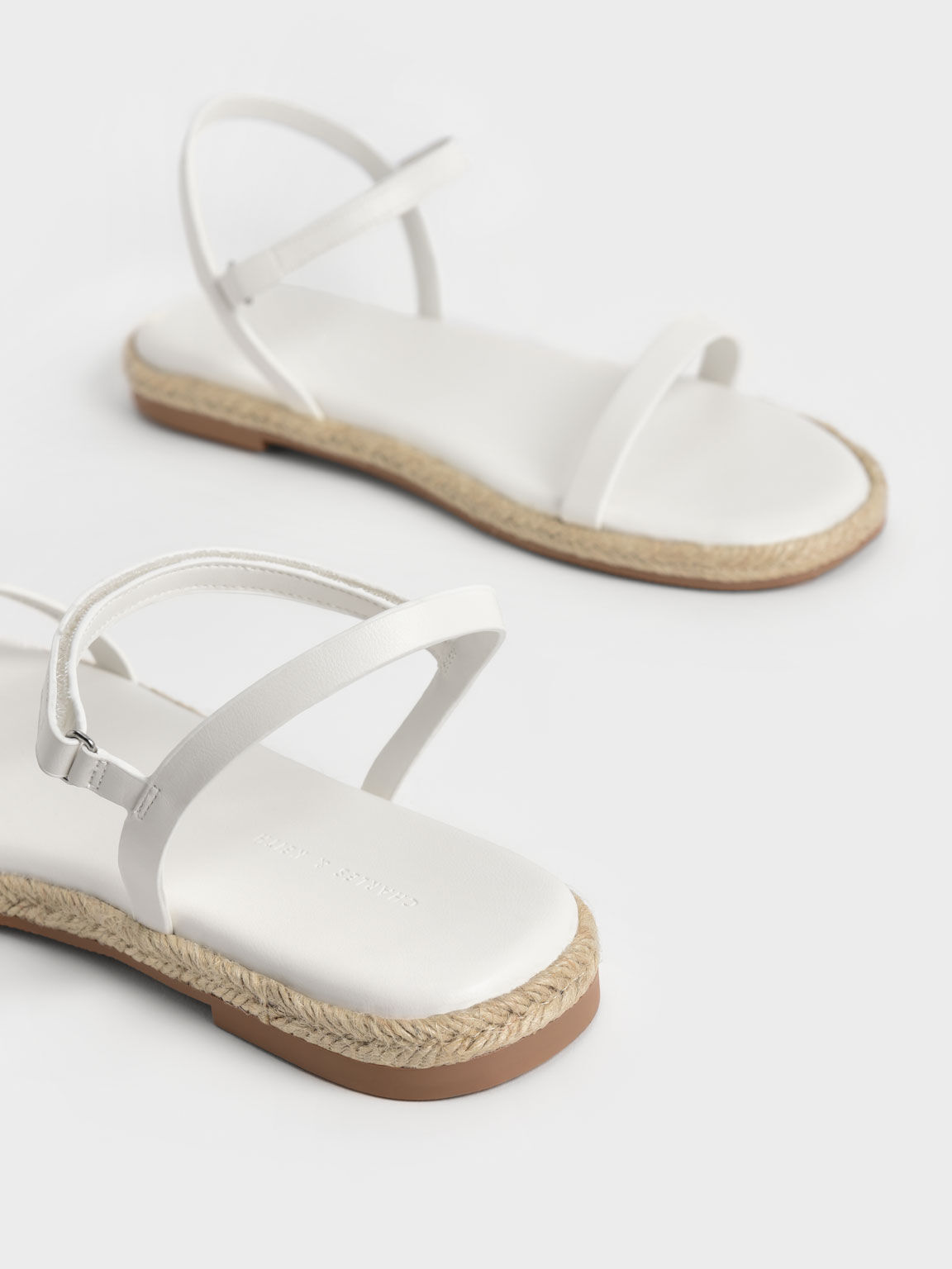 Ankle-Strap Flat Espadrille Sandals, White, hi-res