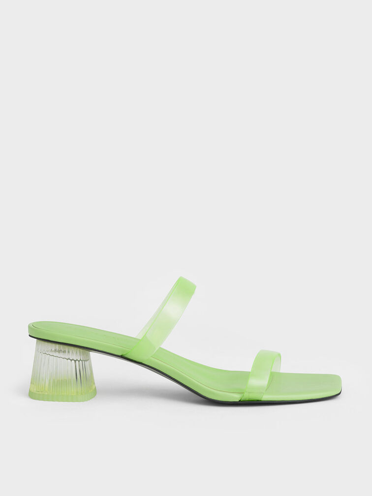 Green Double Strap See-Through Mules - CHARLES & KEITH US