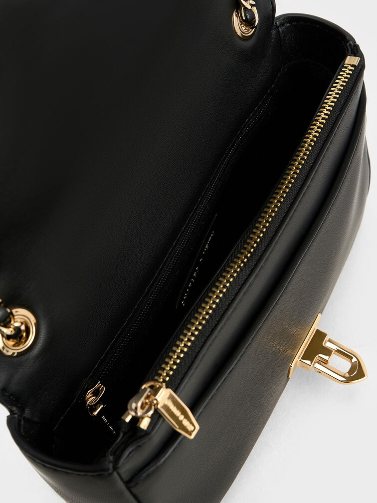 Arwen 菱格肩背包, 黑色, hi-res